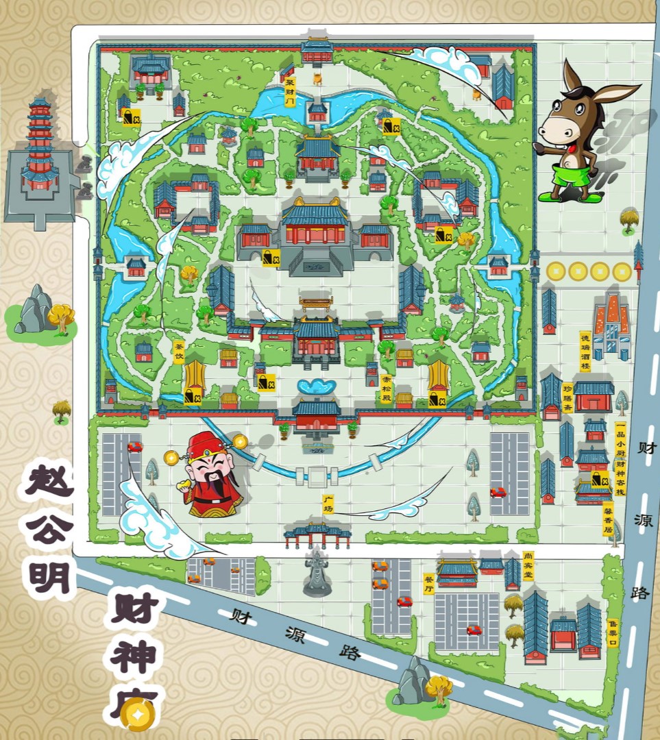 东英镇寺庙类手绘地图
